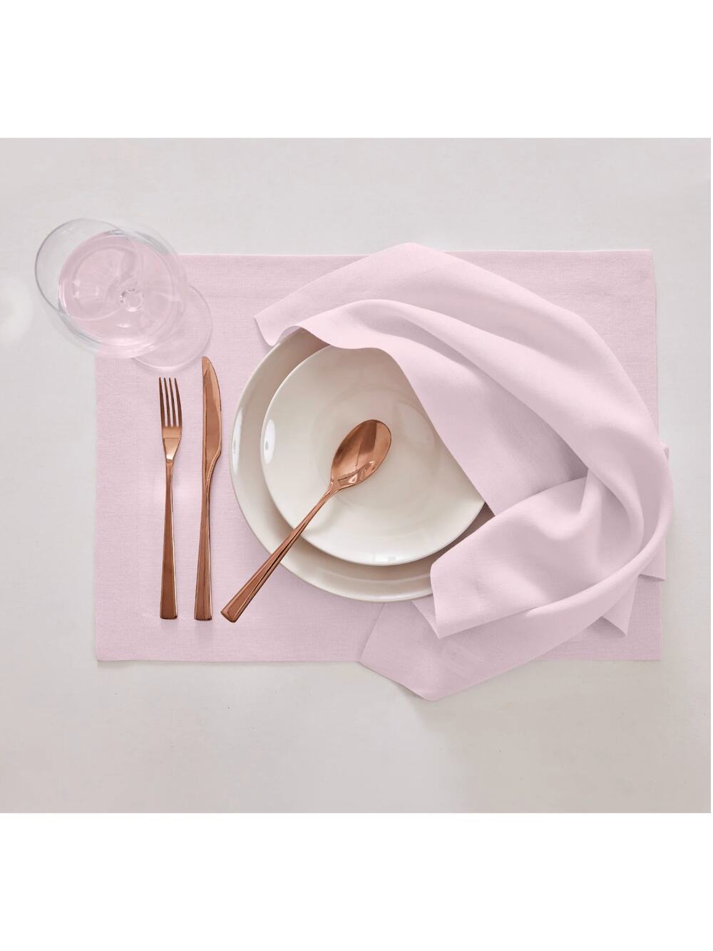 Farmhouse Rustic 100% Pure Linen Placemats  14x19 Ice Lilac Prewashed Set of 4